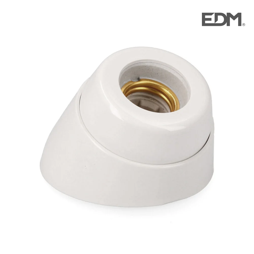 Suporte de Lampada E27 Curvo Plastico e Porcelana