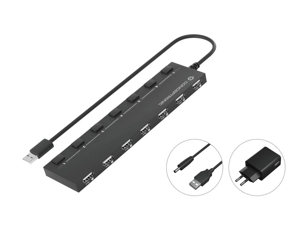 Adaptador Hub "7-Em-1" Usb 2.0 - 7x Usb 2.0 C/ Ad.