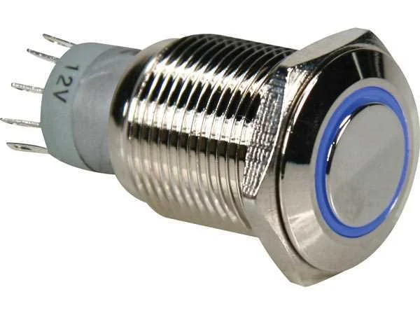 Interruptor Pulsador Metálico Spdt 1no 1nc - Azul