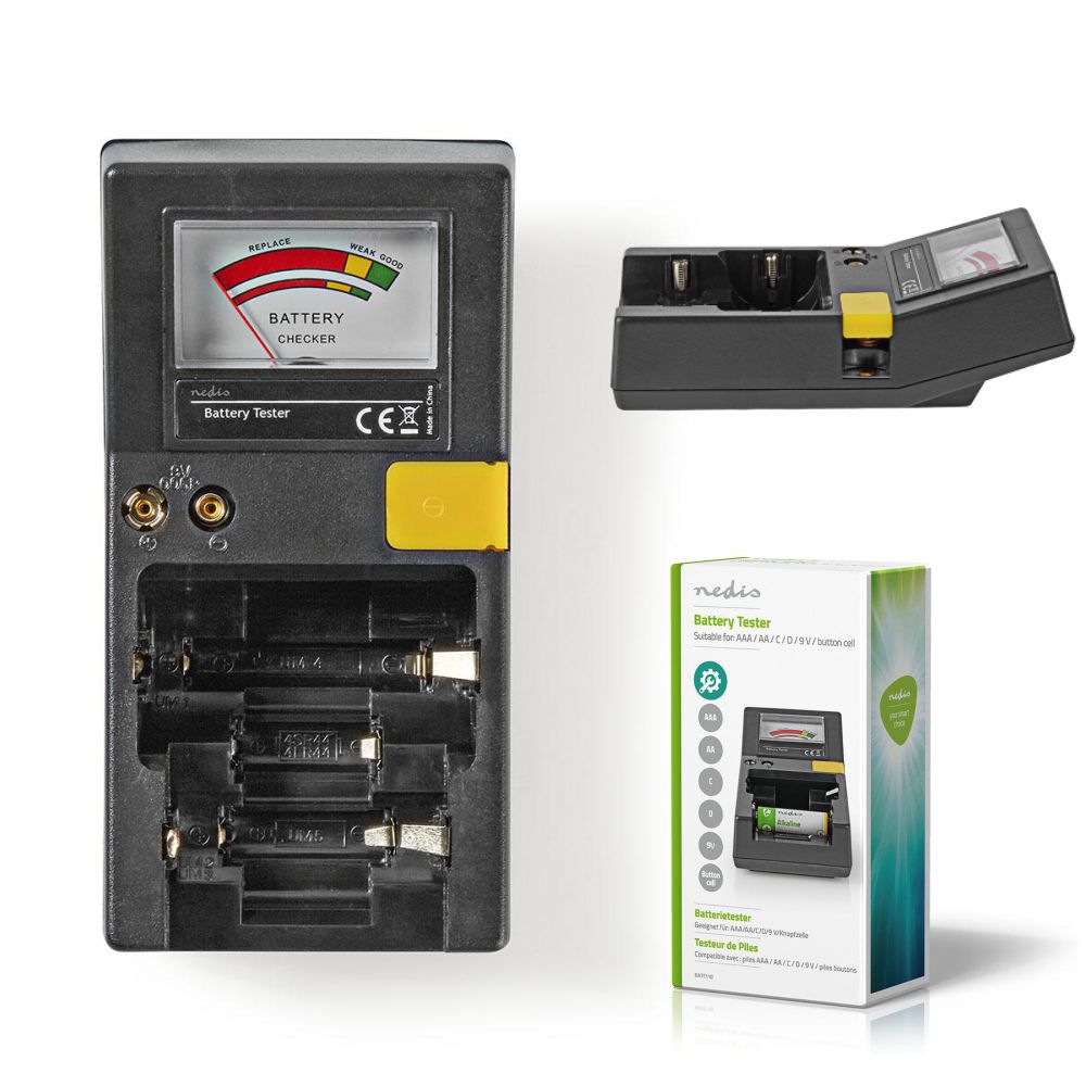BATE110 Testador de baterias Ni-Cd e Ni-Mh e pilhas AAA, AA, C, D, 9V e de botão