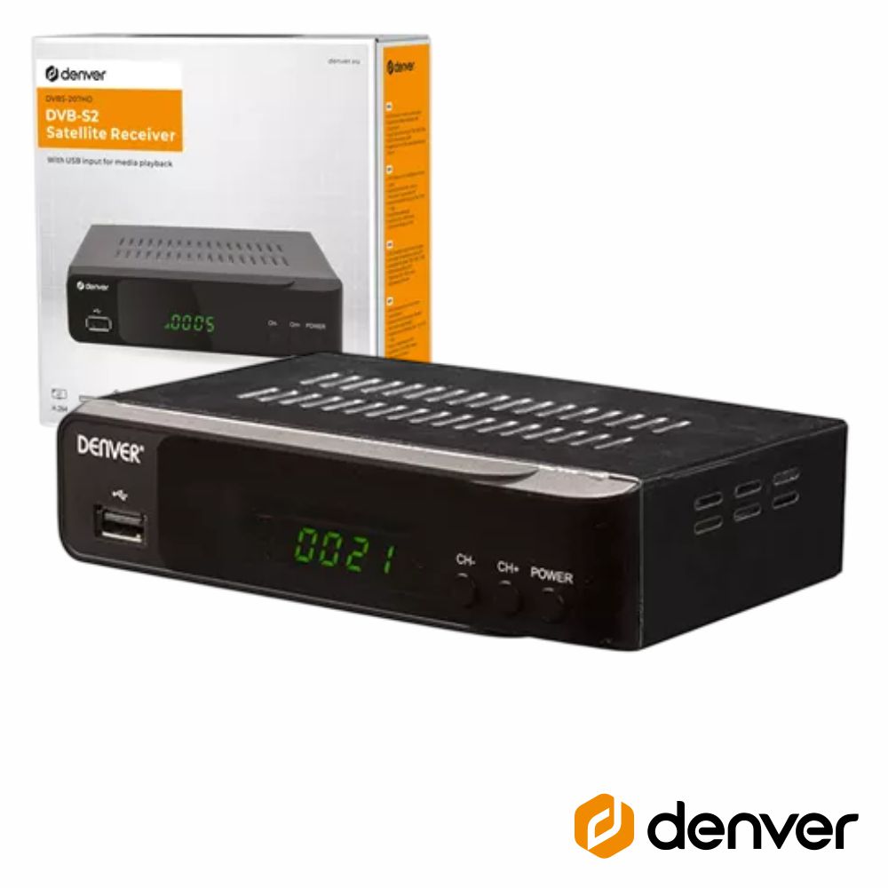 Receptor Satélite 1080p Dvb-S2 C/ USB E Comando DENVER