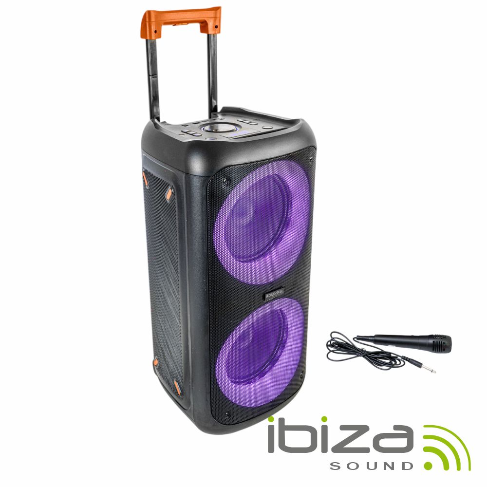 Coluna Amplificada 2x10" 1400W LED USB/MicroSD/AUX/TWS IBIZA