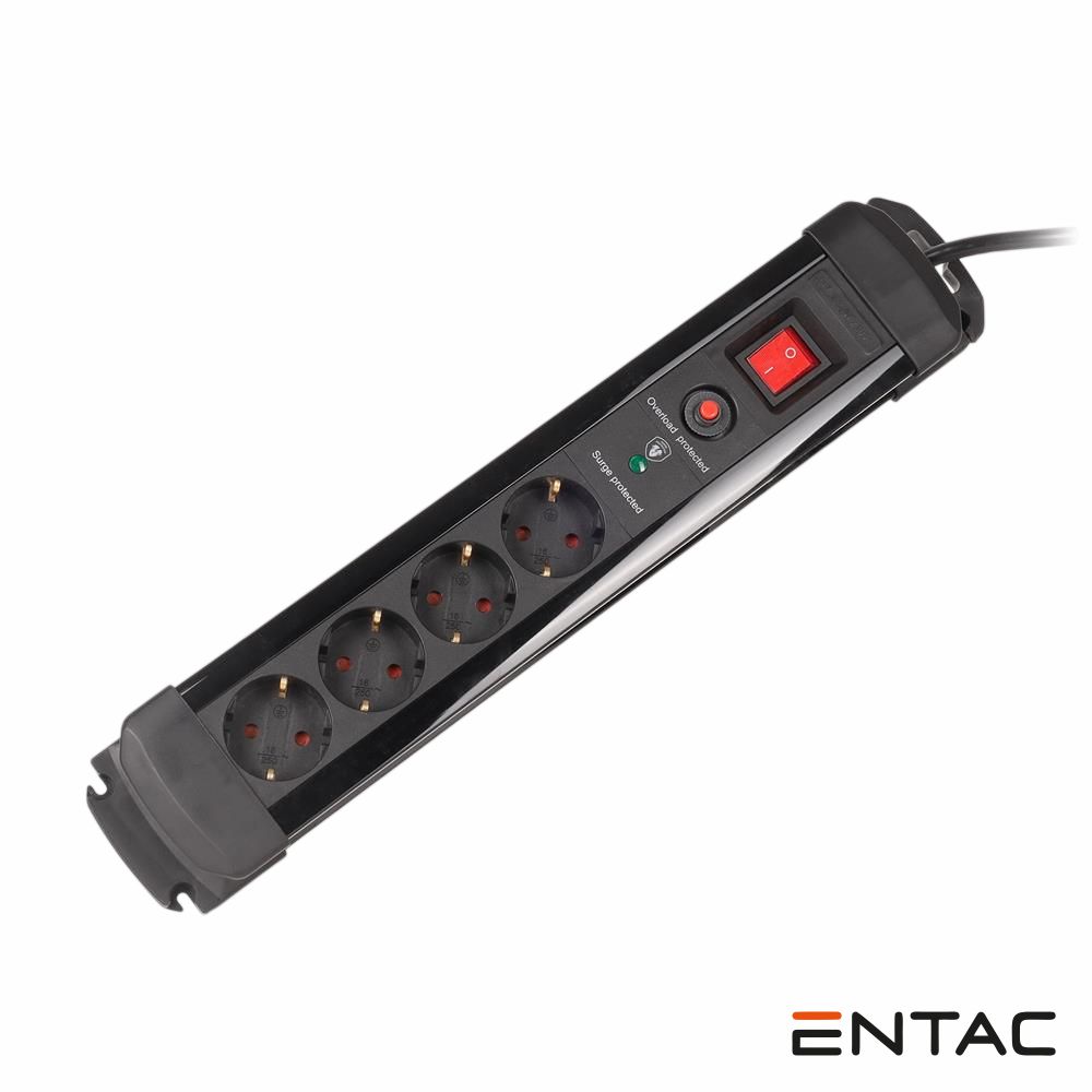 Extensão Elétrica 4x Schuko Interruptor Proteção 2M ENTAC