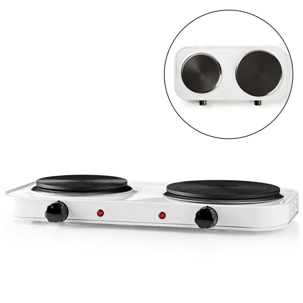 Fogão Elétrico 2 Placas 2500W Branco NEDIS