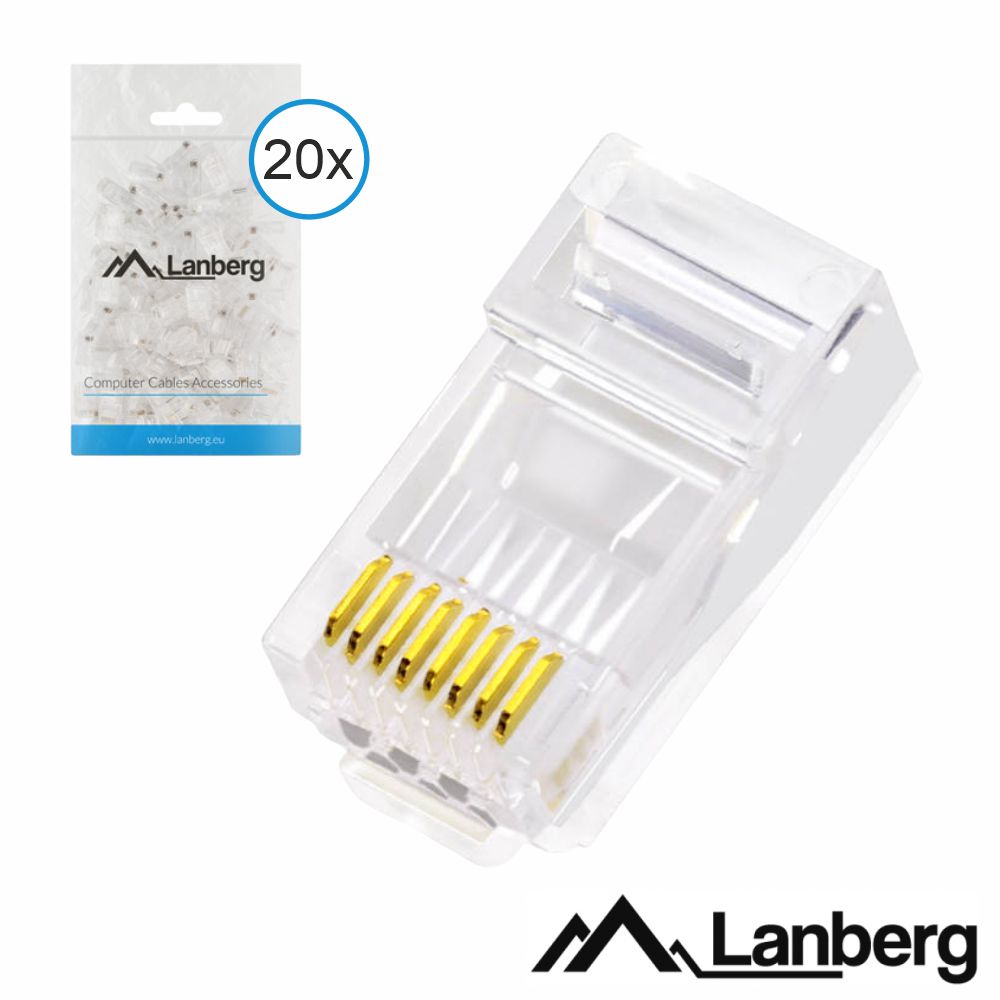 Ficha RJ45 Modular 8p8c CAT6 Passante 20PCS LANBERG