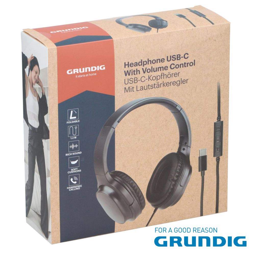 Auscultadores C/ Fio Stereo USB-C GRUNDIG