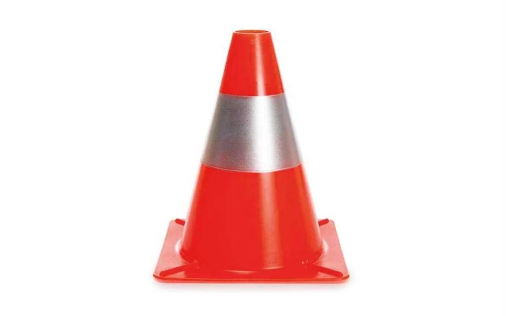 Cone Refletor Vermelho/Prateado - 30 Cm