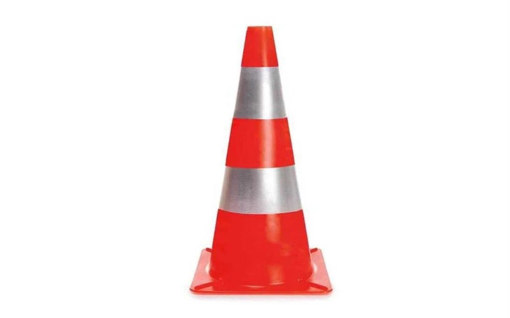 Cone Refletor Vermelho/Prateado - 30 Cm