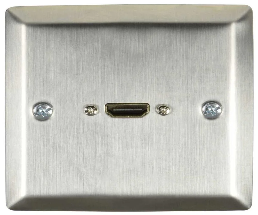 Placa de Parede Hdmi em Aço com Cauda Fêmea