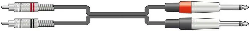 Cabo 2 Rca Macho para 2 Jack 6.3 Macho 6m