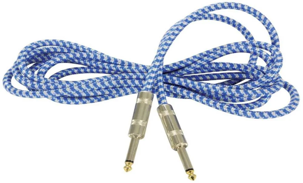 Cabos Trançados Mono 6.3mm - Mono 6.3mm para Guitarras Clássicas Azul/Branco 3.0m