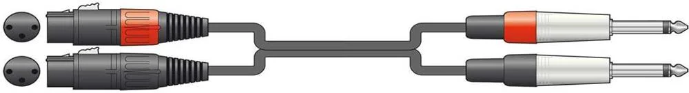 Cabo Áudio 2x Xlr Fêmea para 2x Jack Mono 6.3mm 3.0m
