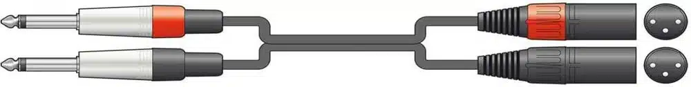 Cabo Áudio 2x Jack Mono 6.3mm para 2x Xlr Macho 6.0m