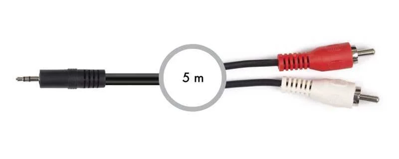 Cabo Áudio Jack 3,5mm Macho - 2x Rca Macho 5 Mts .