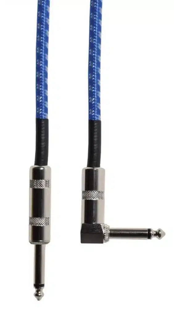 Cabo Jack Mono 6.3mm 90º para Jack Mono 6.3mm Azul/Branco 3.0m