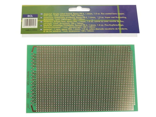 ECL PLACA CIRC.IMPRESSO PERFURADA,LINHAS 100X160mm