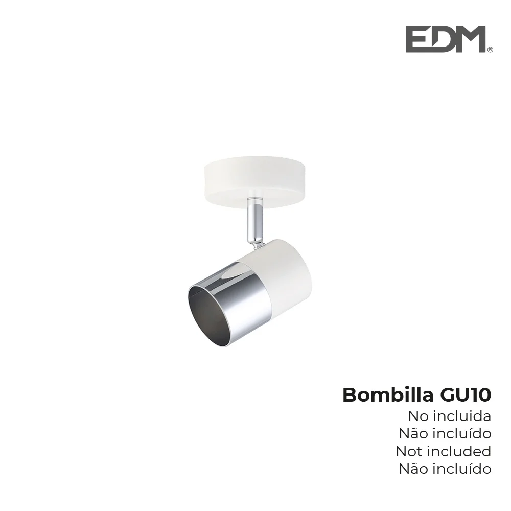 Foco 1 Lâmpada Branco Osso + Prata Moon Edm