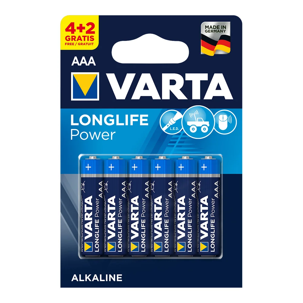 Pilha Alcalina Lr03/AAA 1.5v 4x+2x Longlife Power.