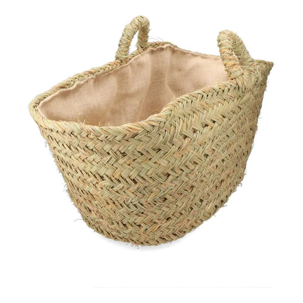 Cesto de Esparto com Forro para Lenha 60x35x45cm .