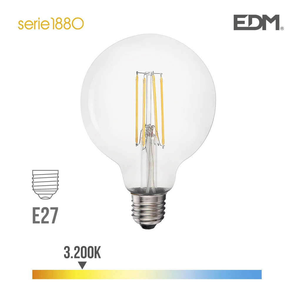 Lampada Balão 95mm E27 6w 600lm 3200k Luz Quente
