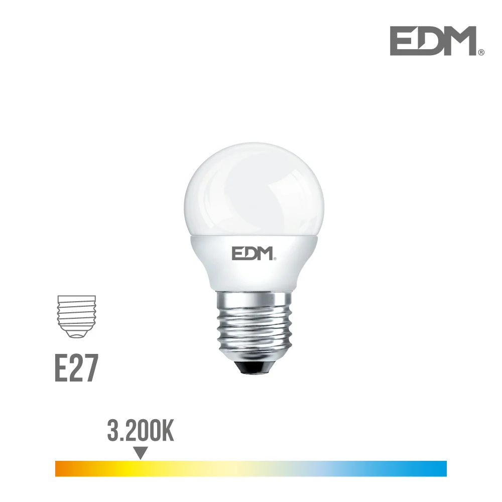 Lâmpada Bola LED E27 7w 600 Lm 3200k Luz Quente