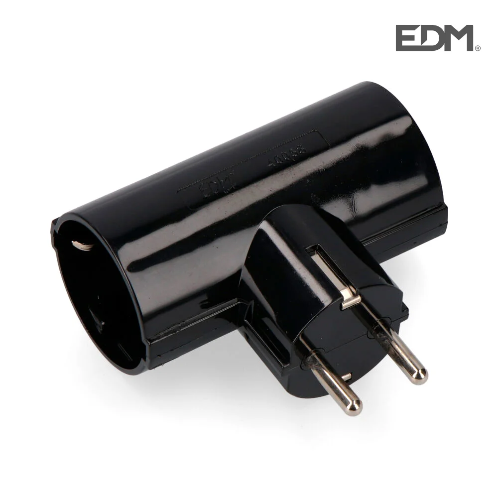 Ficha Dupla Preta Blister com Baquelite T/Tl 16a 2