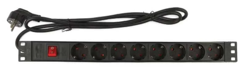 Extensão P/ Rack 8 Tomadas C/ Interruptor 1u Pret.