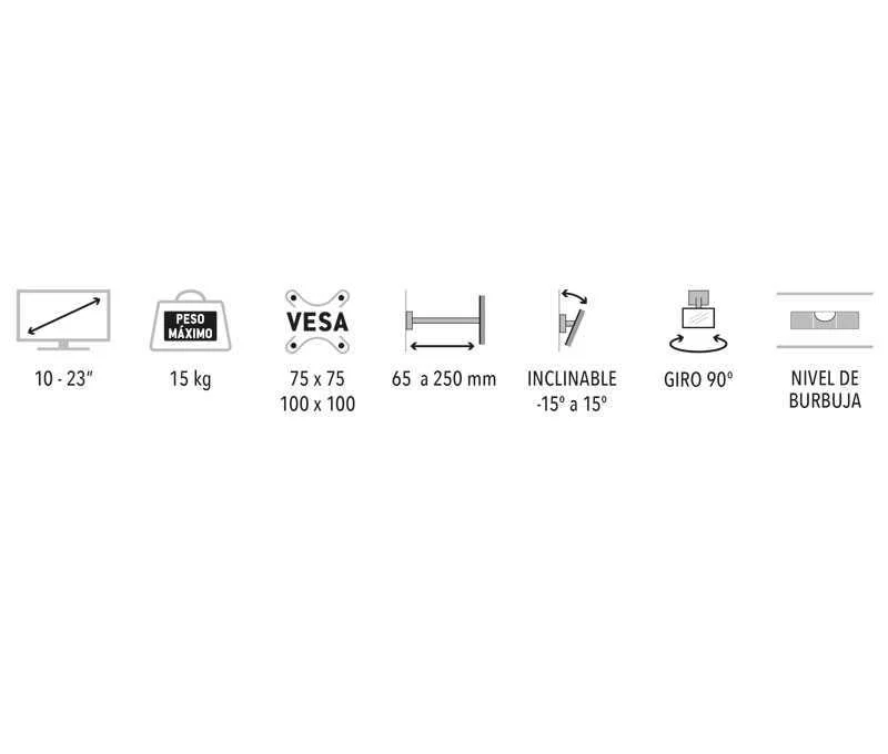 Suporte de Tv para Tv Led/Tft de 10" a 23" com In.
