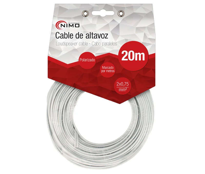Cabo de Coluna 2x0.75mm² Branco Polarizado 20m