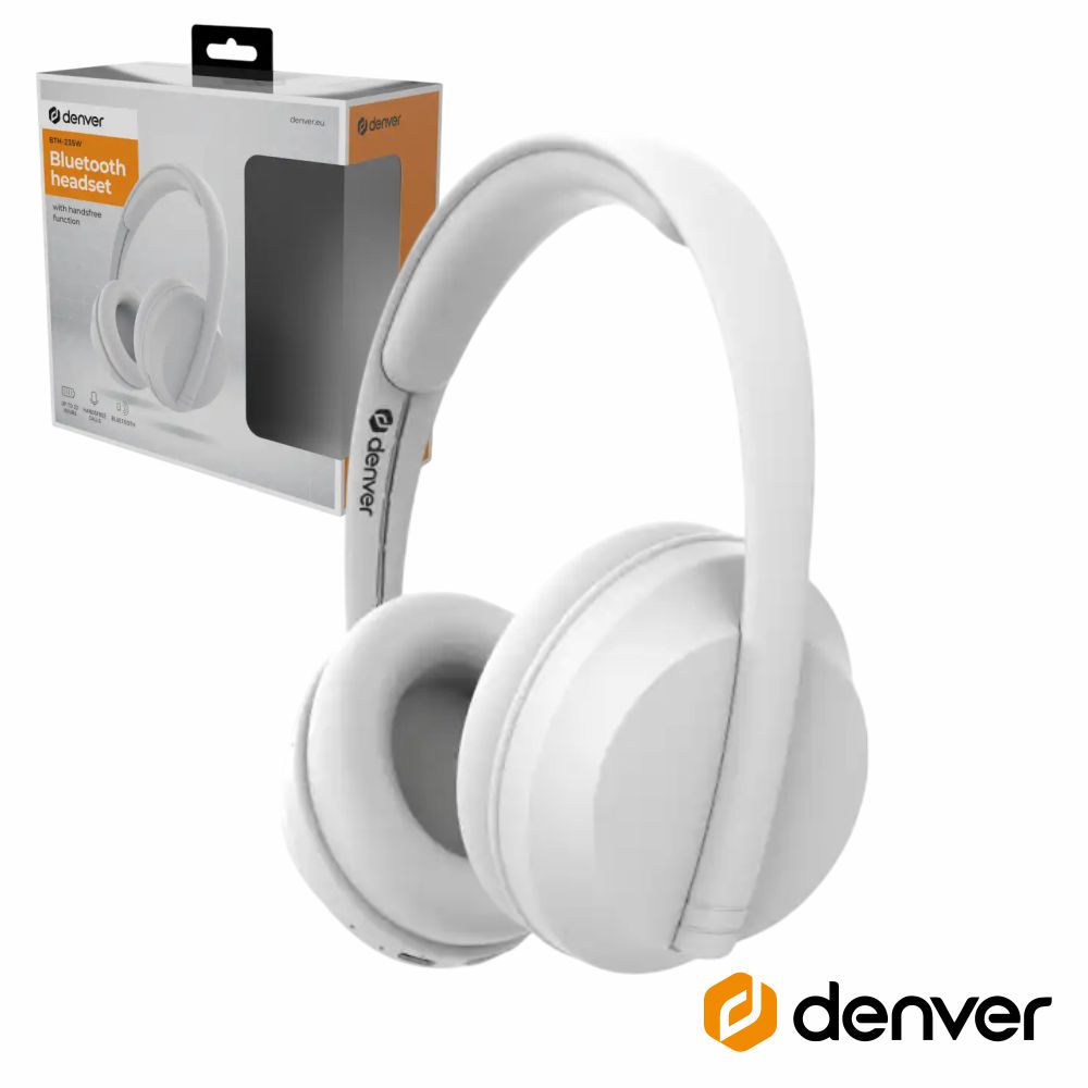 Auscultadores Bluetooth S/ Fios Branco DENVER