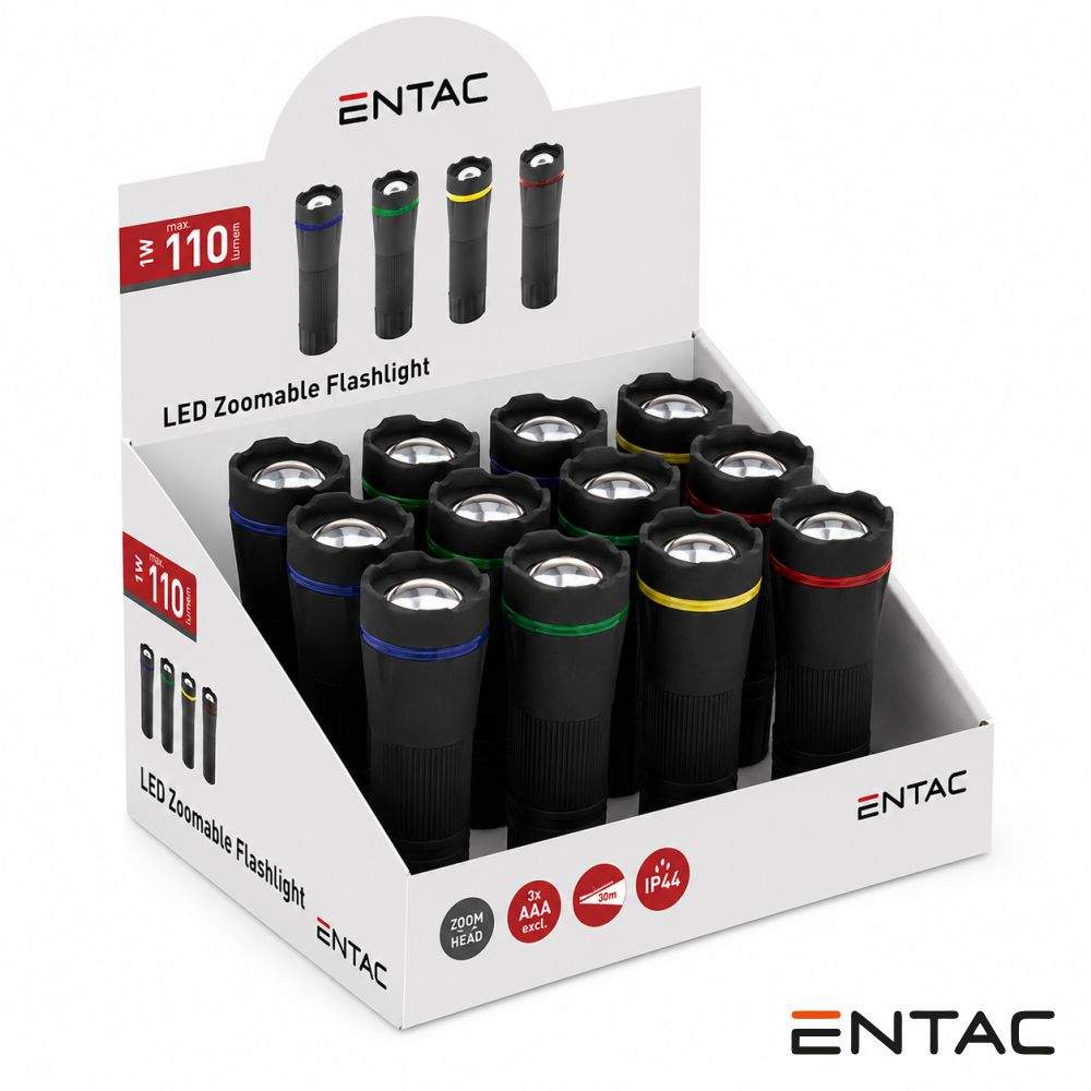 Expositor 12 Lanternas LED 1W C/ Zoom 110lm IP44 ENTAC