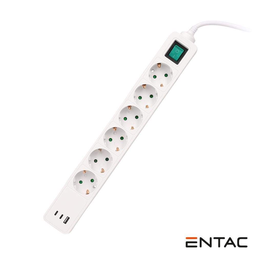 Tomada Elétrica C/6 Saídas C/Interruptor 2xUBS-C 1xUSB-A