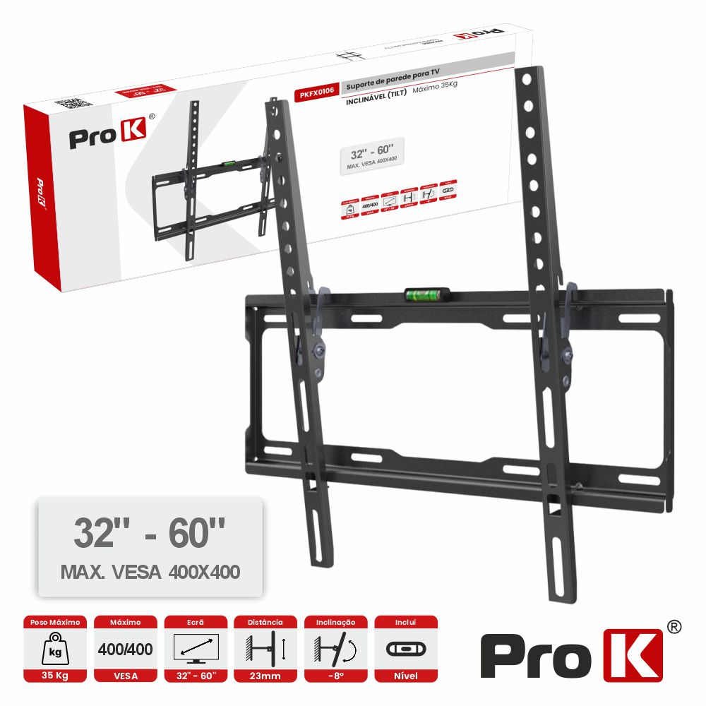 Suporte TV Inclinável 32-60" 35kg Vesa 400x400 PROK