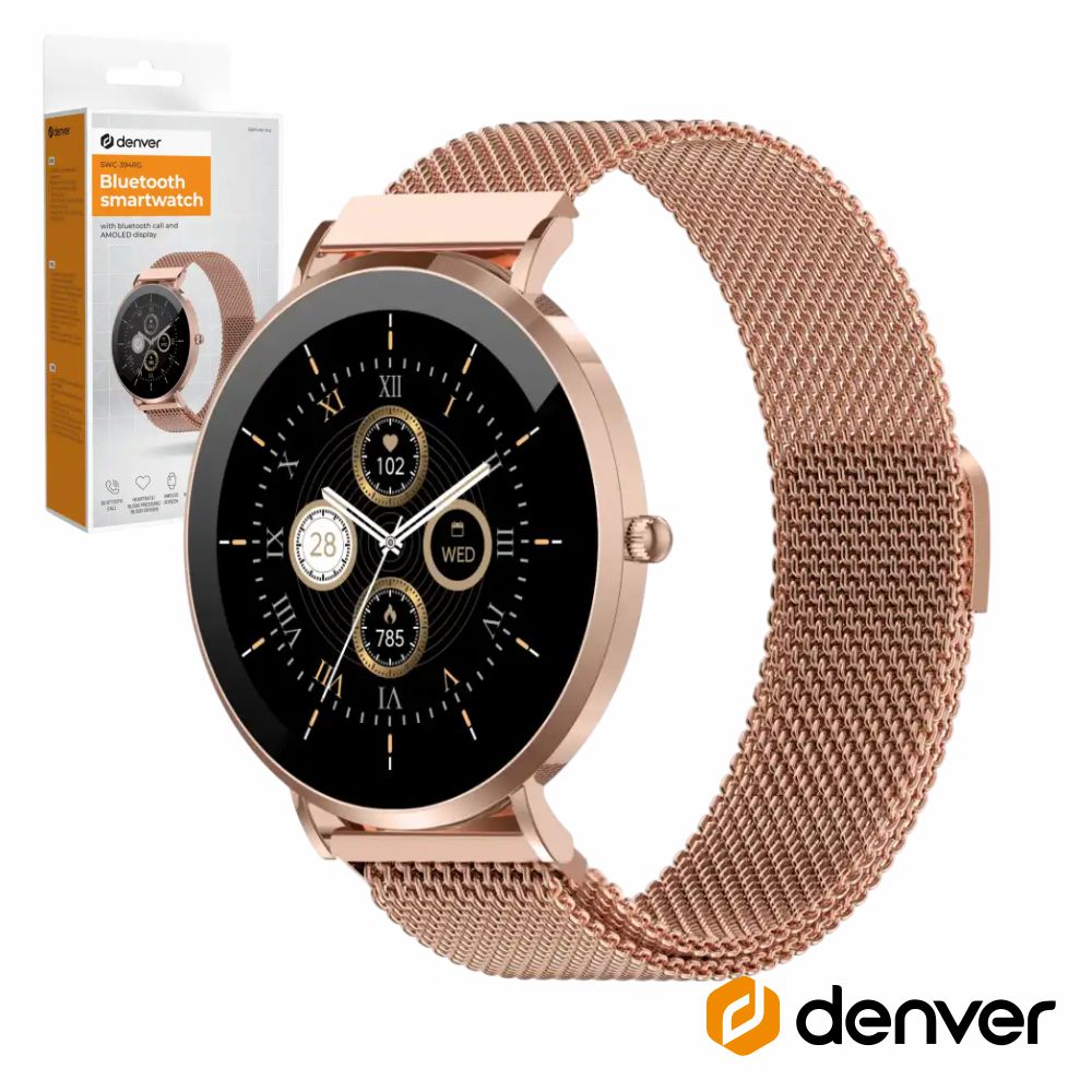 SmartWatch P/ Android iOS 1.32" Ouro Rosa DENVER
