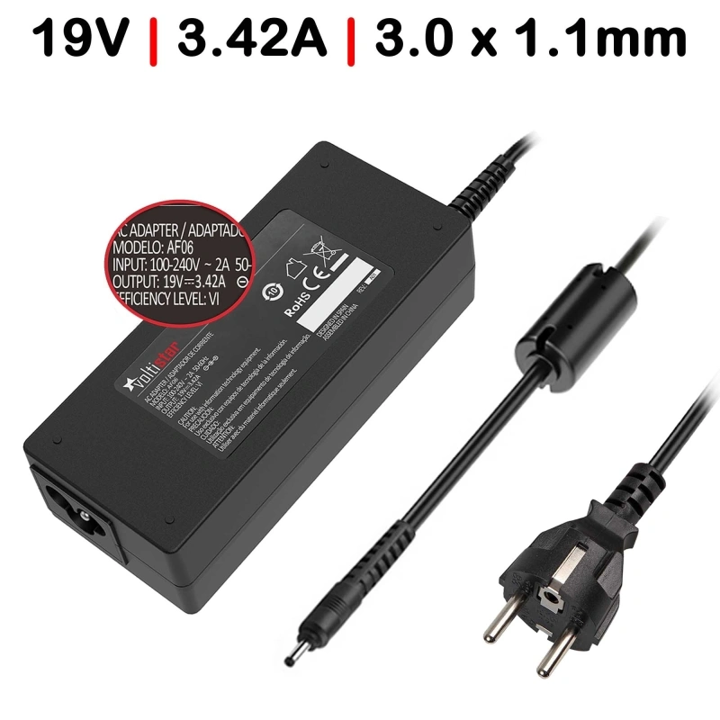 ADM5 Carregador portátil 19V 3.42A (65W) c/ conector 3.0x1.1mm