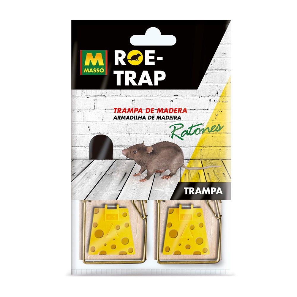 RATOEIRA COM BASE DE MADEIRA ROE-TRAP, 2 uds