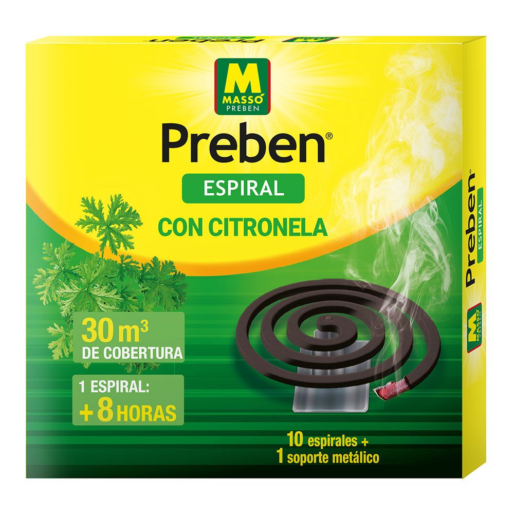 CITRONELA ANTI-MOSQUITO ESPIRAL, 10 ESPIRALES + 1 suporte