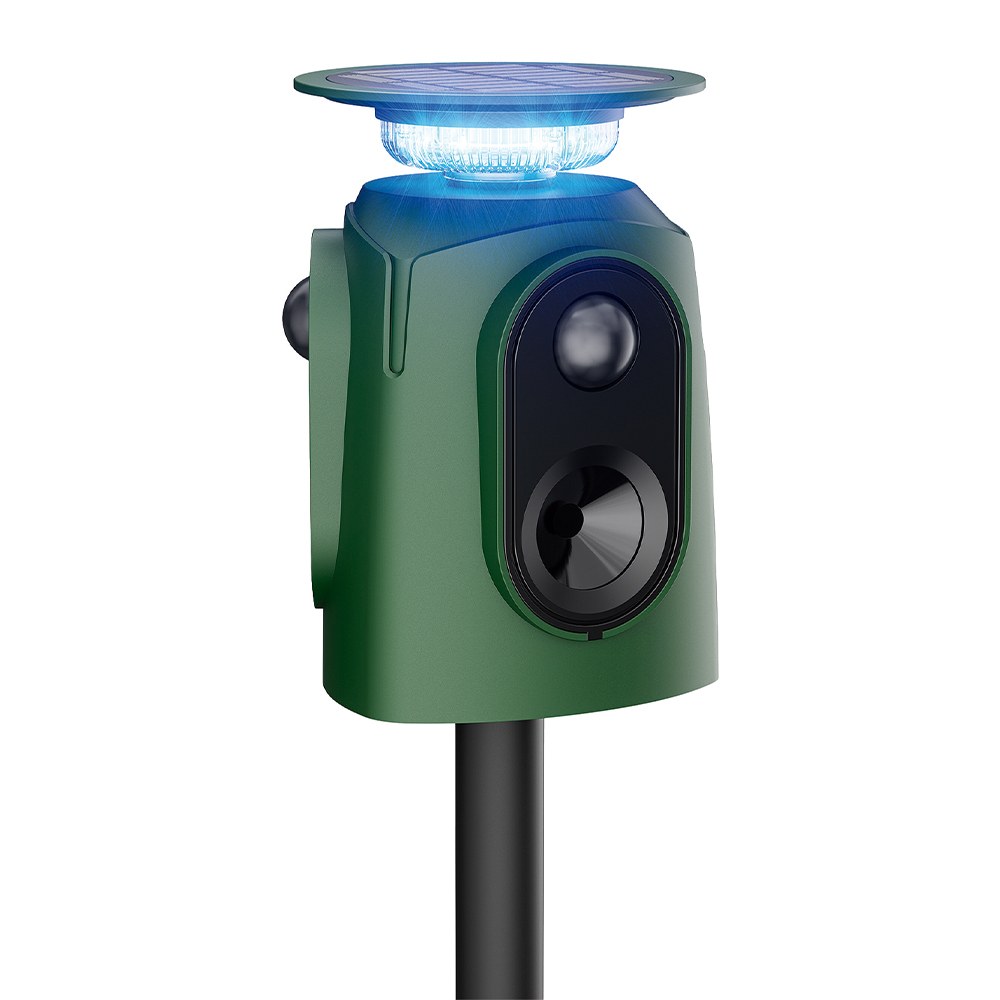 REPELENTE SOLAR DE ANIMAIS, ULTRA-SÓNICO E COM LUZ 360° GARDEN KEEPER
