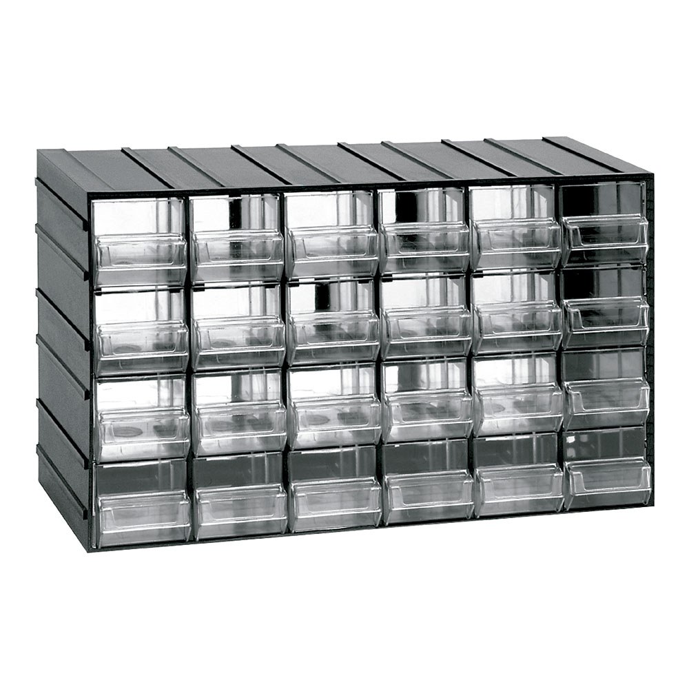 CÔMODA MODULAR COM 24 GAVETAS TRANSPARENTES, 382 x 148 x 230 mm