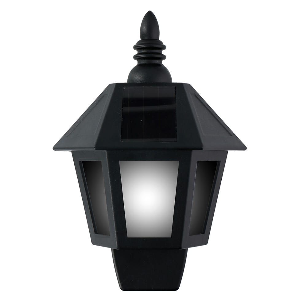 CANDEEIRO DE PAREDE SOLAR LED, EFEITO LUZ FRIA/CHAMA, IP44, PRETA