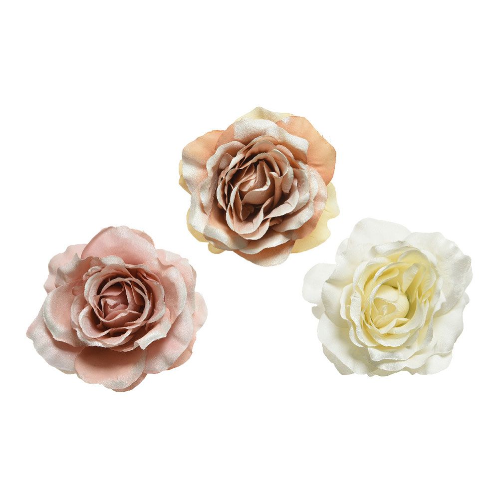 ROSA COM CLIP DE POLIÉSTER CORES SORTIDAS Ø8,5x14cm