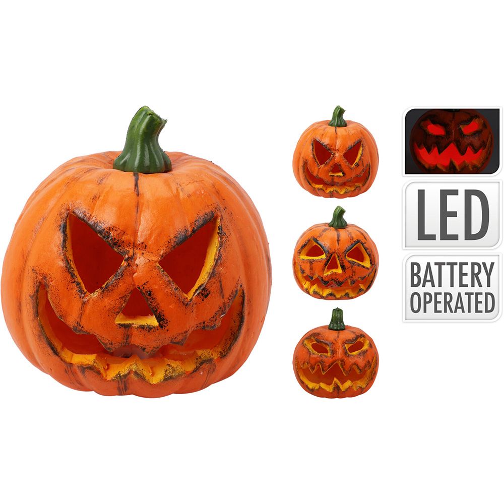 ABÓBORA HALLOWEEN COM LED, EPS A PILHAS, 3 MODELOS, 14 x 14 x 16 cm
