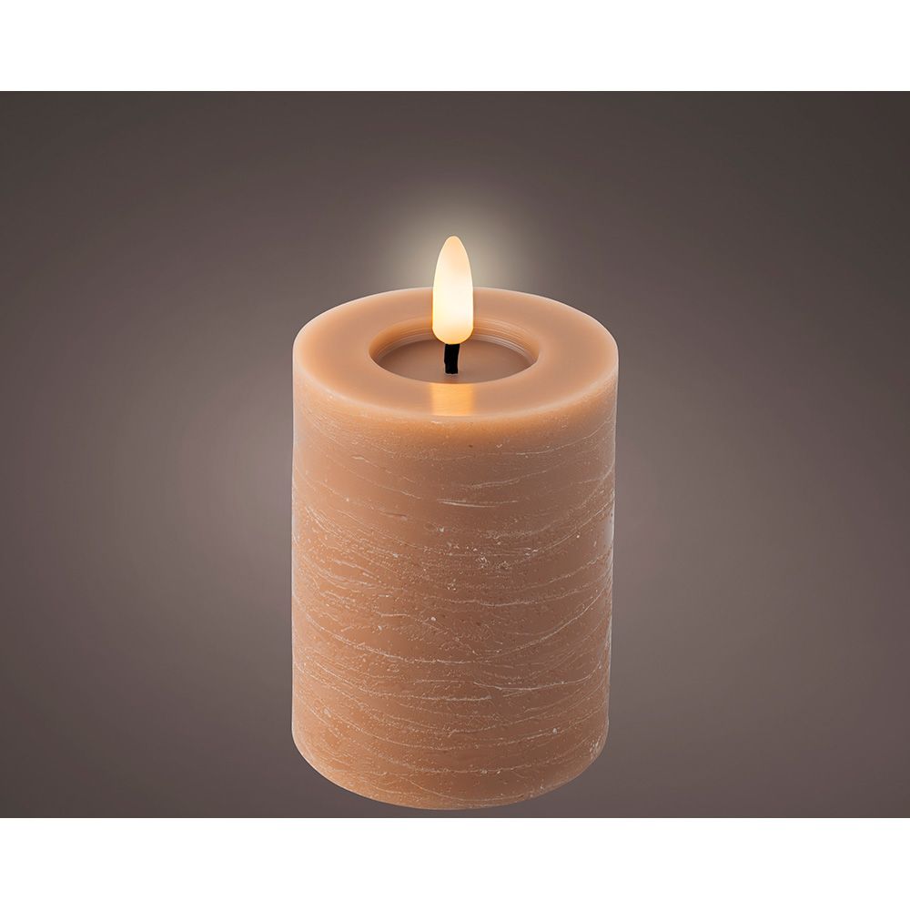 VELA DE CERA LED CASTANHO Ø7 x 11,2 cm