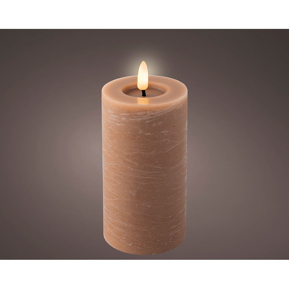 VELA DE CERA LED CASTANHO Ø7 x 15 cm