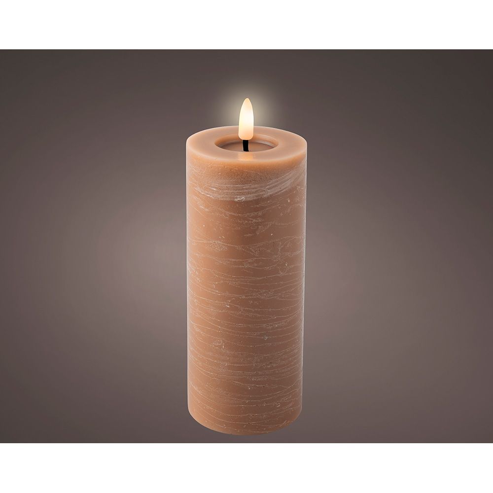 VELA DE CERA LED CASTANHO Ø7 x 19 cm