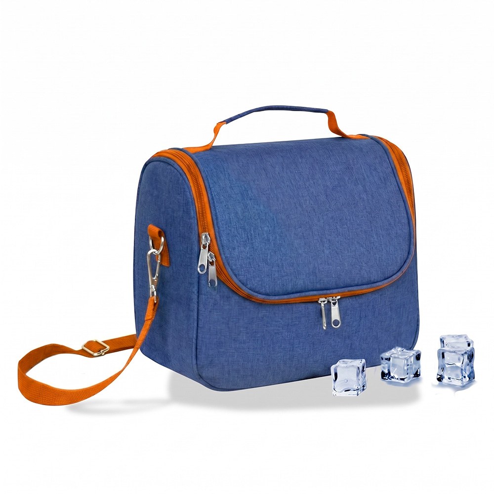 BOLSA TÉRMICA 9 l DESIGN DE GANGA AZUL COM DEBRUM E PEGA PRETO, 26 x 15 x 25 cm