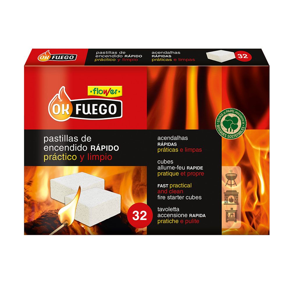 PASTILHAS DE ACENDIMENTO RÁPIDO, OKFUEGO, 32 un