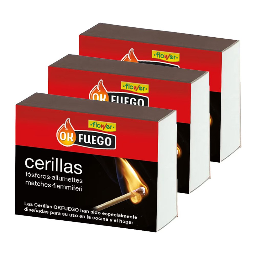 OKFUEGO FÓSFOROS DE COZINHA 100 peças x 3 CAIXAS