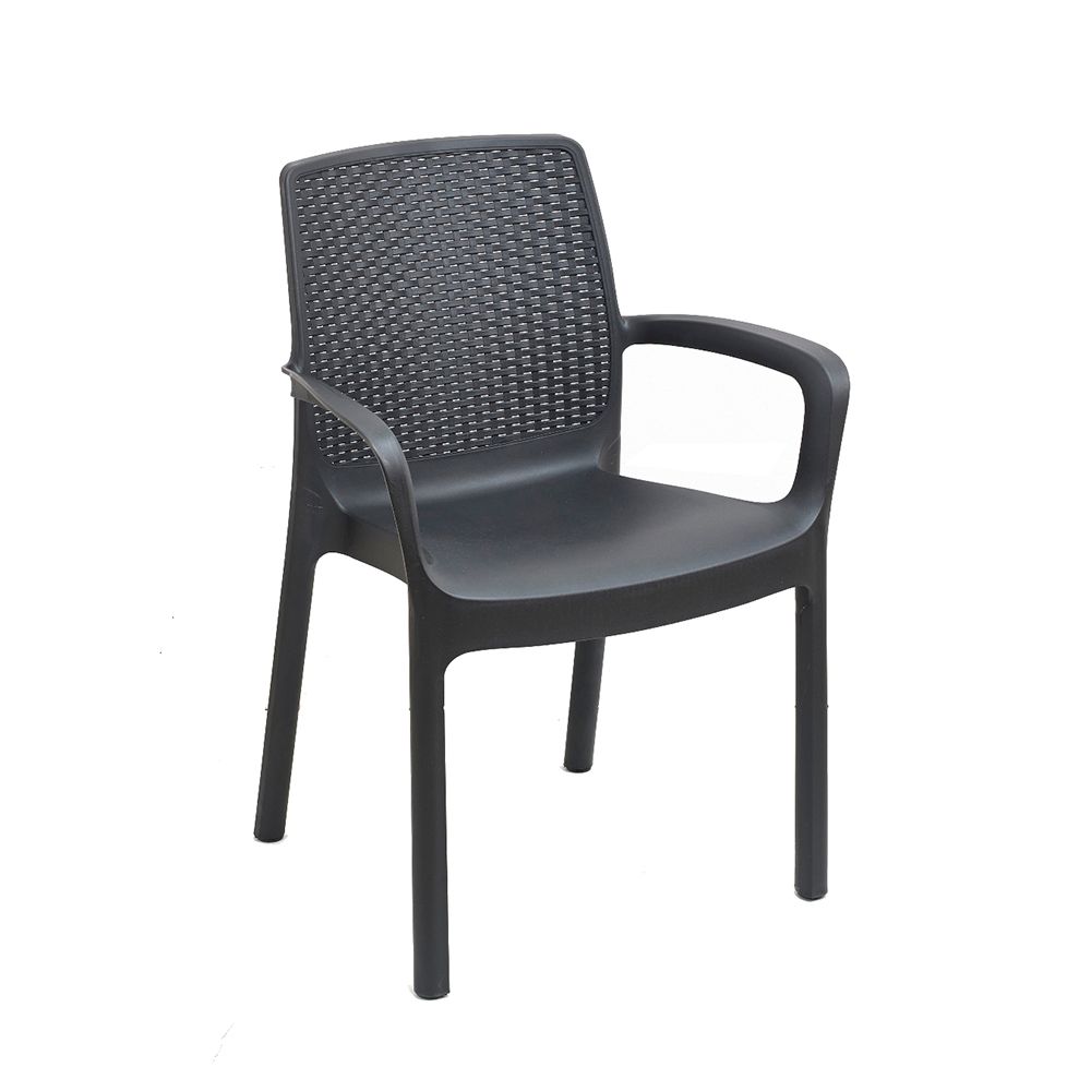 CADEIRA EMPILHÁVEL REGINA, IMITAÇÃO DE RATTAN, COR ANTRACITE, 61 x 54 x 82 cm