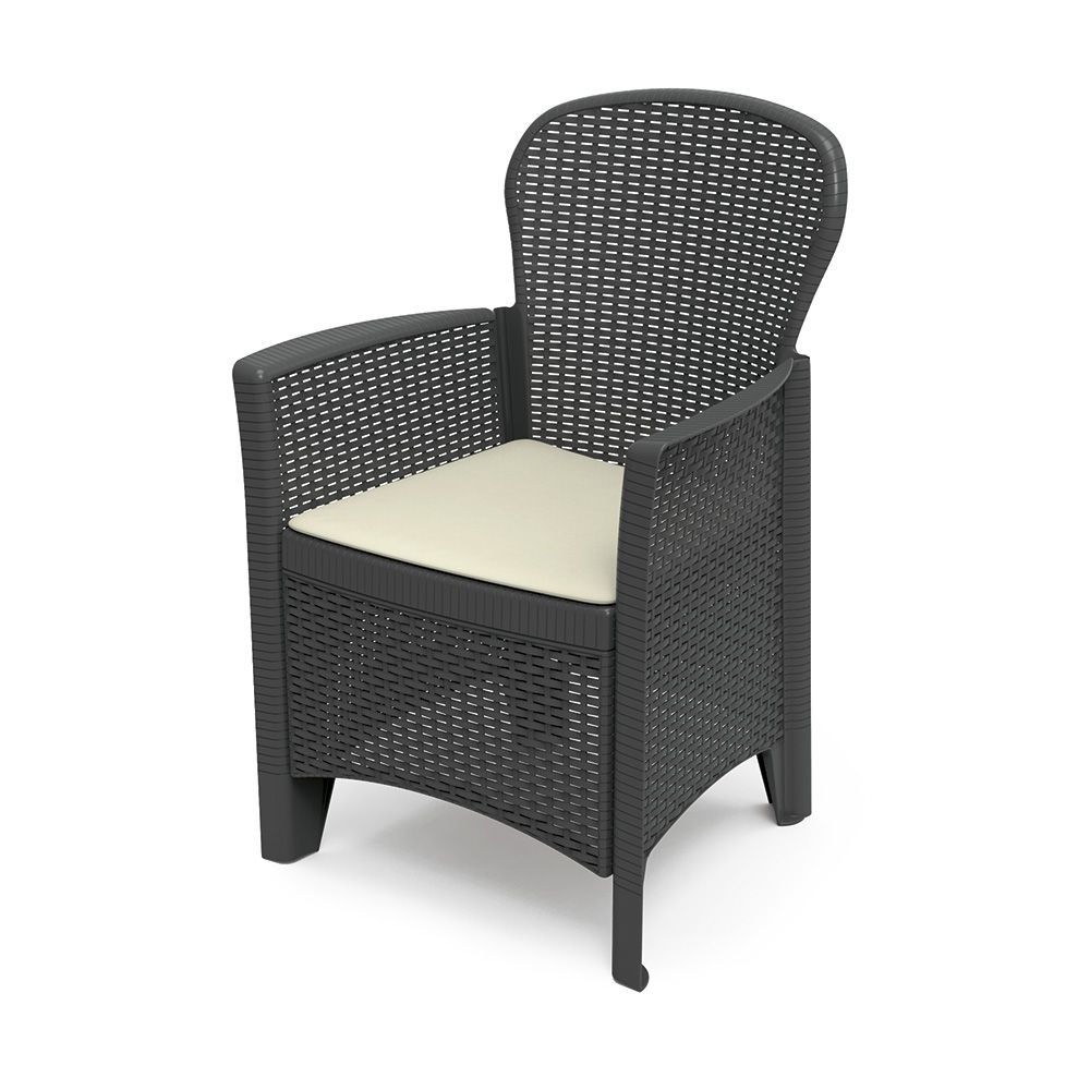 POLTRONA EM IMITAÇÃO DE RATTAN, COR ANTRACITE, 60 x 58 x 89 cm